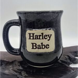 Harley Babe Tumbleweed Pottery Black Speckled Mug Harley Davidson 14oz Biker